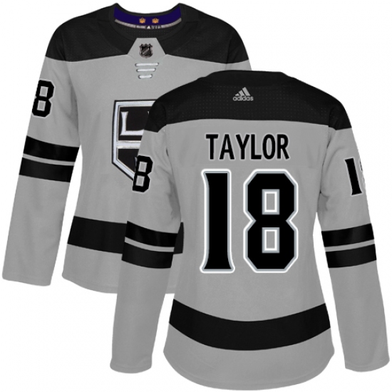 Women's Adidas Los Angeles Kings 18 Dave Taylor Authentic Gray Alternate NHL Jersey