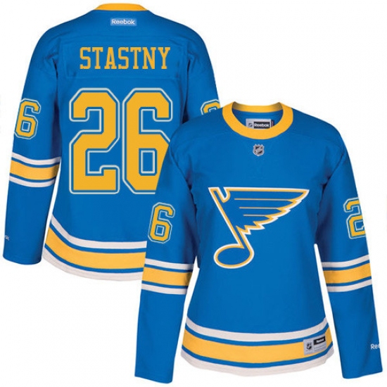 Women's Reebok St. Louis Blues 26 Paul Stastny Premier Blue 2017 Winter Classic NHL Jersey