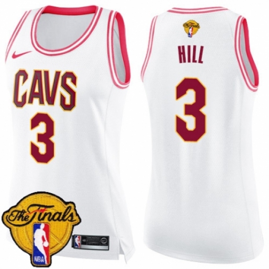 Women's Nike Cleveland Cavaliers 3 George Hill Swingman White/Pink Fashion 2018 NBA Finals Bound NBA Jersey