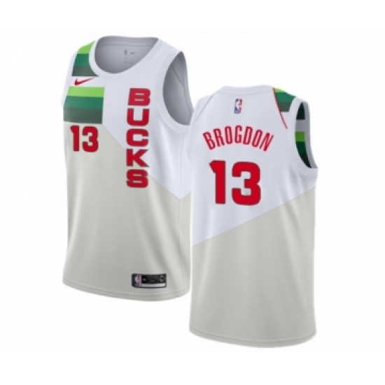 Women's Nike Milwaukee Bucks 13 Malcolm Brogdon White Swingman Jersey - Earned Edition