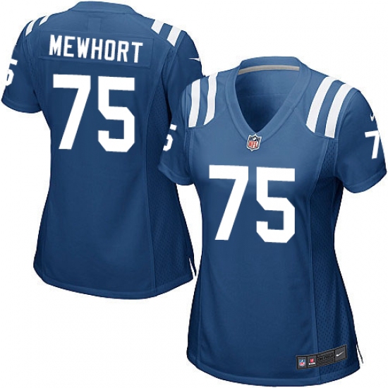 Women's Nike Indianapolis Colts 75 Jack Mewhort Game Royal Blue Team Color NFL Jersey