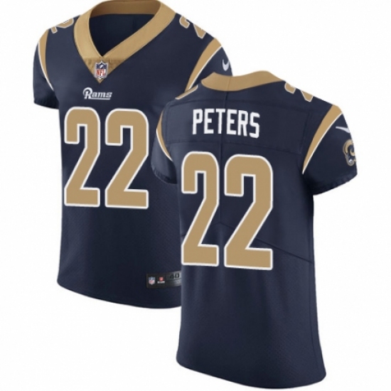 Men's Nike Los Angeles Rams 22 Marcus Peters Navy Blue Team Color Vapor Untouchable Elite Player NFL Jersey