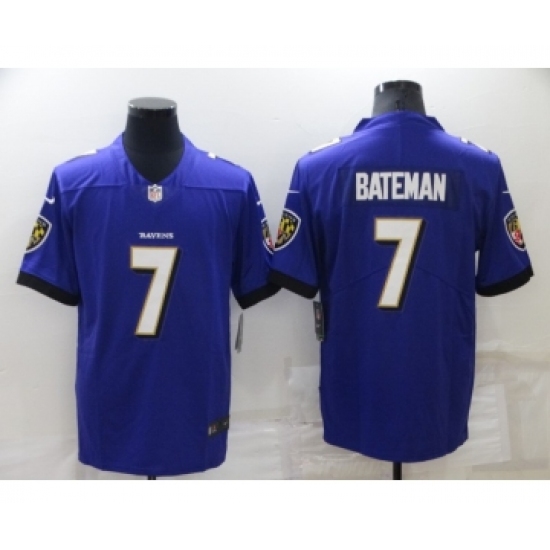 Men's Baltimore Ravens 7 Rashod Bateman Purple 2022 Vapor Untouchable Stitched NFL Nike Limited Jersey