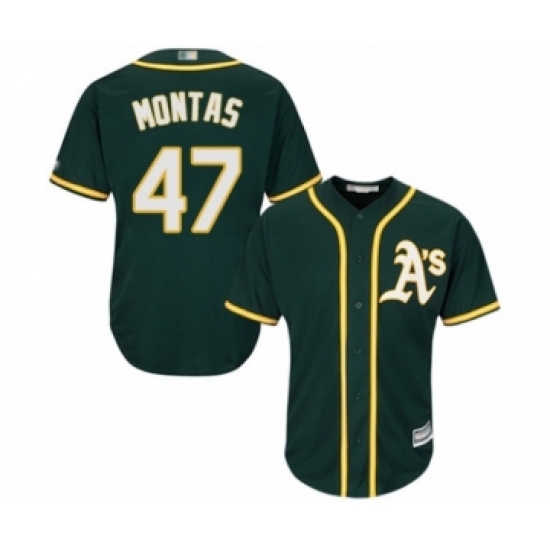 Youth Oakland Athletics 47 Frankie Montas Authentic Green Alternate 1 Cool Base Baseball Player Jersey