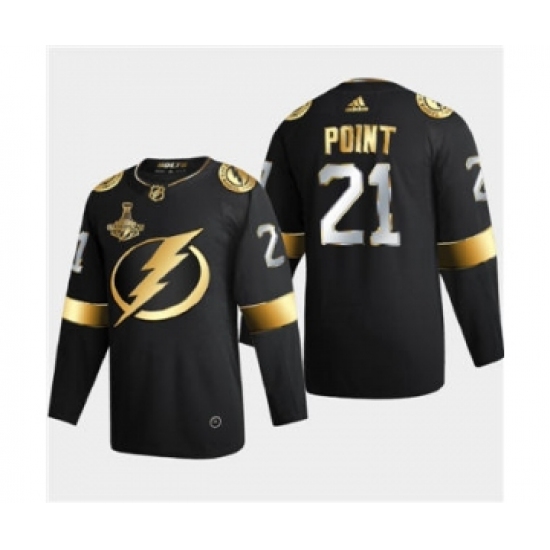 Men's Tampa Bay Lightning 21 Brayden Point Black Golden Edition Limited Stitched Hockey Jersey