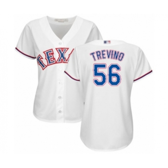 Women's Texas Rangers 56 Jose Trevino Authentic White Home Cool Base Baseball Player Jersey