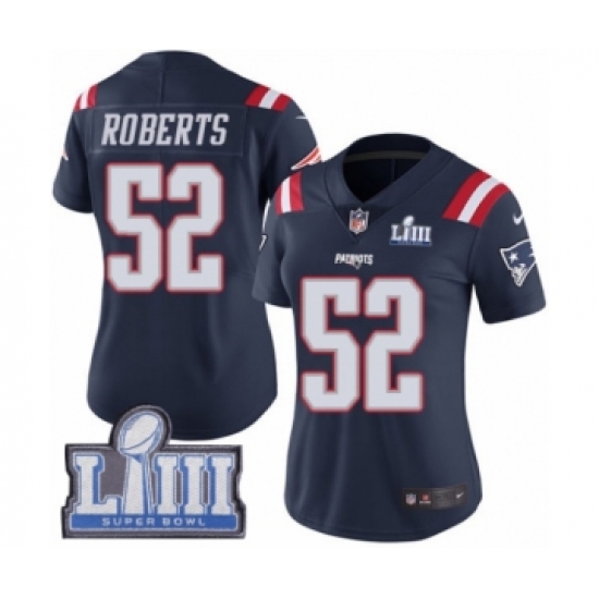 Women's Nike New England Patriots 52 Elandon Roberts Limited Navy Blue Rush Vapor Untouchable Super Bowl LIII Bound NFL Jersey