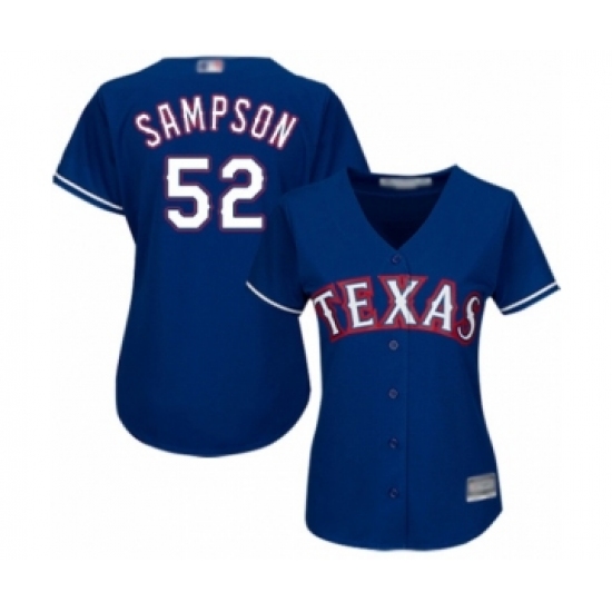 Women's Texas Rangers 52 Adrian Sampson Authentic Royal Blue Alternate 2 Cool Base Baseball Player Jersey