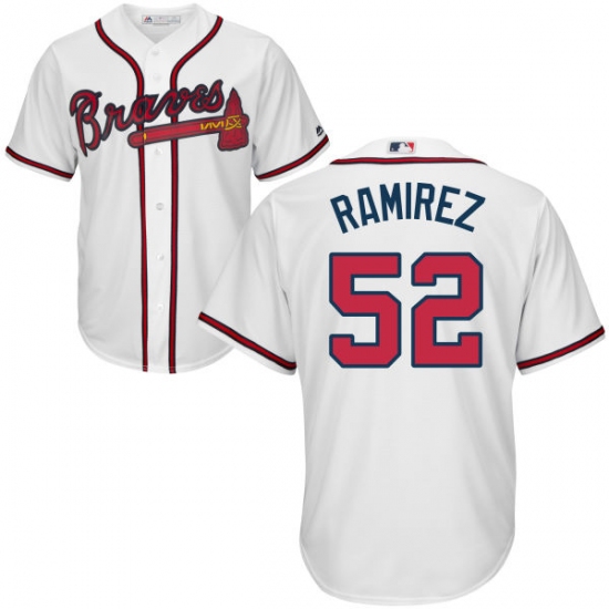 Men's Majestic Atlanta Braves 52 Jose Ramirez Replica White Home Cool Base MLB Jersey