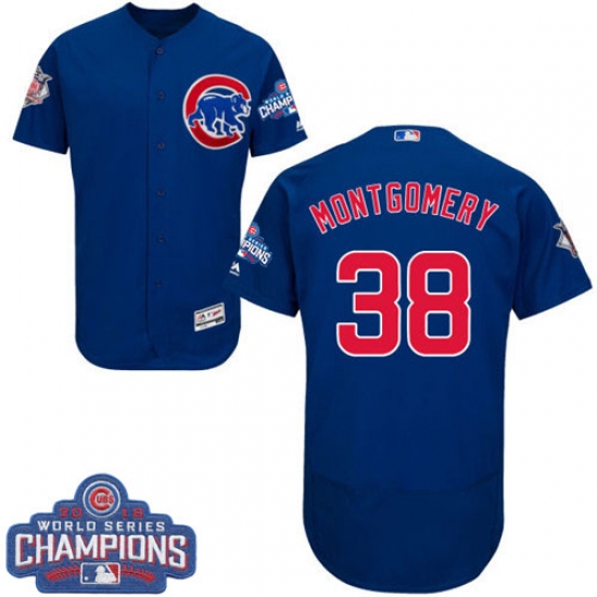 Men's Majestic Chicago Cubs 38 Mike Montgomery Royal Blue Alternate 2016 World Series Champions Flexbase Authentic Collection MLB Jersey