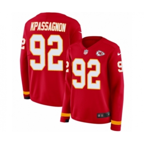 Women's Nike Kansas City Chiefs 92 Tanoh Kpassagnon Limited Red Therma Long Sleeve NFL Jersey