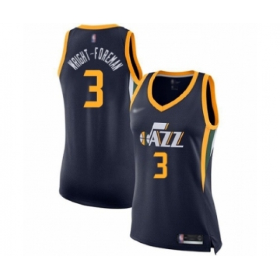 Women's Utah Jazz 3 Justin Wright-Foreman Swingman Navy Blue Basketball Jersey - Icon Edition