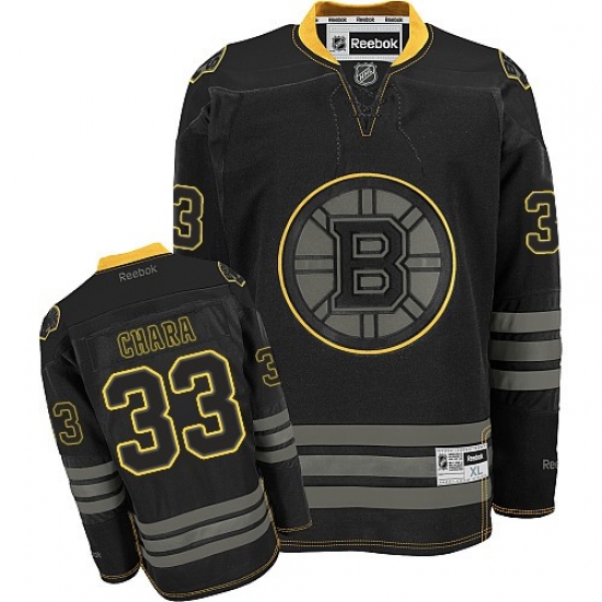 Men's Reebok Boston Bruins 33 Zdeno Chara Premier Black Ice NHL Jersey