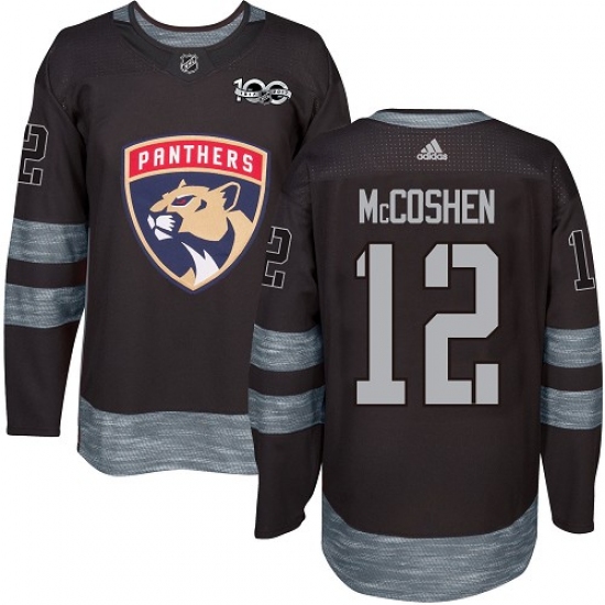 Men's Adidas Florida Panthers 12 Ian McCoshen Authentic Black 1917-2017 100th Anniversary NHL Jersey