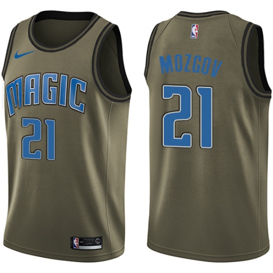 Youth Nike Orlando Magic 21 Timofey Mozgov Swingman Green Salute to Service NBA Jersey