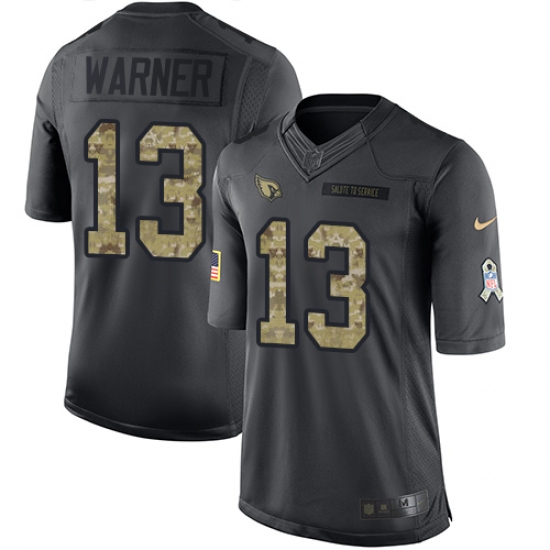 Men's Nike Arizona Cardinals 13 Kurt Warner Limited Black 2016 Salute to Service NFL Jersey