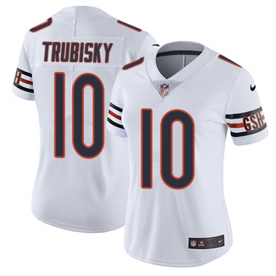 Women's Nike Chicago Bears 10 Mitchell Trubisky White Vapor Untouchable Limited Player NFL Jersey