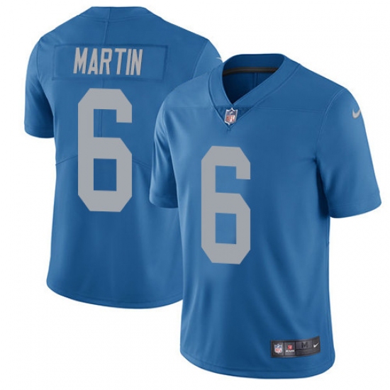 Men's Nike Detroit Lions 6 Sam Martin Elite Blue Alternate NFL Jersey