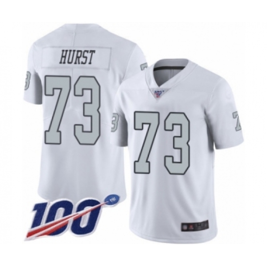 Men's Oakland Raiders 73 Maurice Hurst Limited White Rush Vapor Untouchable 100th Season Football Jersey