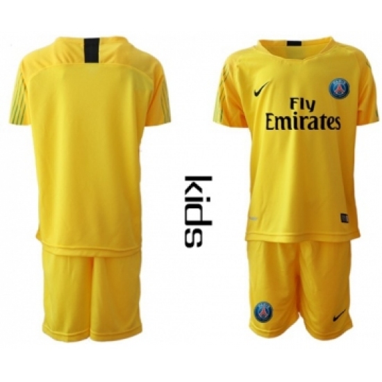 Paris Saint Germain Blank Yellow Goalkeeper Kid Soccer Club Jersey