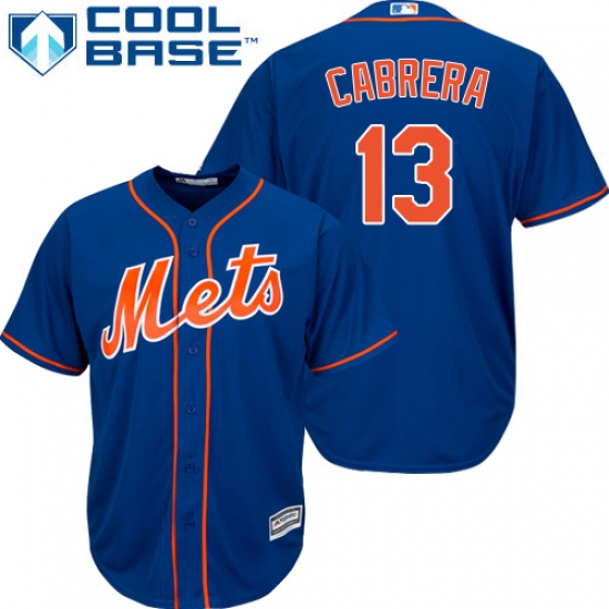 Youth Majestic New York Mets 13 Asdrubal Cabrera Replica Royal Blue Alternate Home Cool Base MLB Jersey