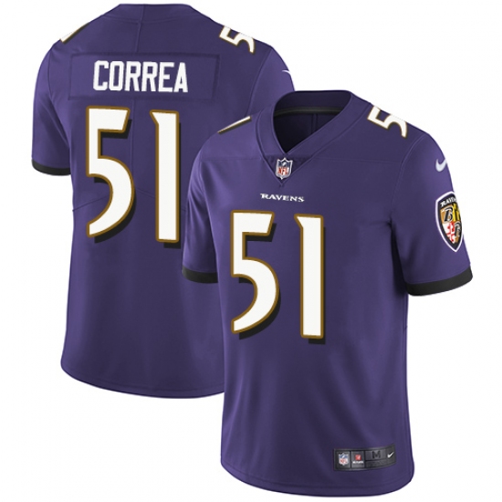 Men's Nike Baltimore Ravens 51 Kamalei Correa Purple Team Color Vapor Untouchable Limited Player NFL Jersey