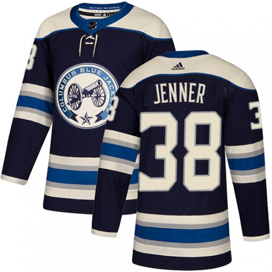 Men's Adidas Columbus Blue Jackets 38 Boone Jenner Authentic Navy Blue Alternate NHL Jersey