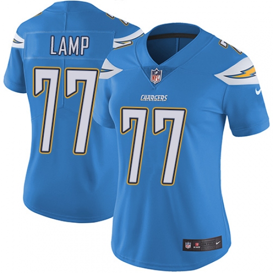 Women's Nike Los Angeles Chargers 77 Forrest Lamp Electric Blue Alternate Vapor Untouchable Limited Player NFL Jersey