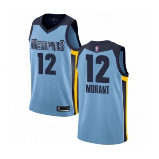 Women's Memphis Grizzlies 12 Ja Morant Authentic Light Blue Basketball Jersey Statement Edition