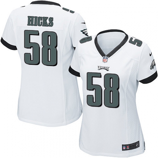 Women's Nike Philadelphia Eagles 58 Jordan Hicks Game White NFL Jersey