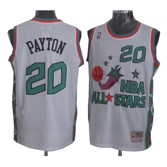 Men's Mitchell and Ness Oklahoma City Thunder 20 Gary Payton Authentic White 1996 All Star Throwback NBA Jersey