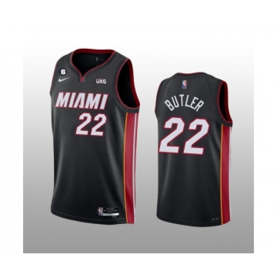 Men's Miami Heat 22 Jimmy Butler Black With NO.6 Stitched Jersey