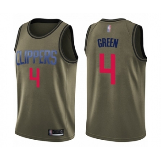 Men's Los Angeles Clippers 4 JaMychal Green Swingman Green Salute to Service Basketball Jersey