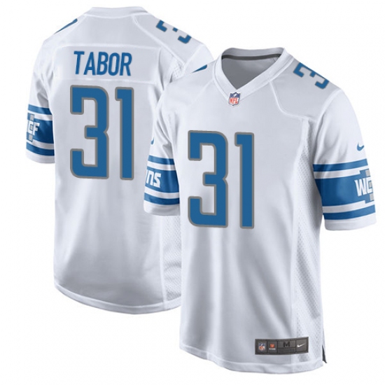 Men's Nike Detroit Lions 31 Teez Tabor Game White NFL Jersey