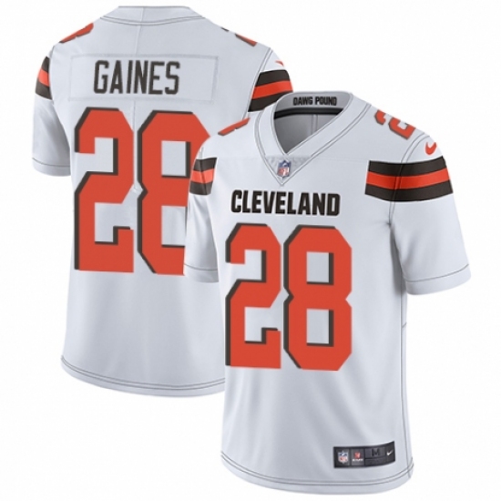 Youth Nike Cleveland Browns 28 E.J. Gaines White Vapor Untouchable Limited Player NFL Jersey