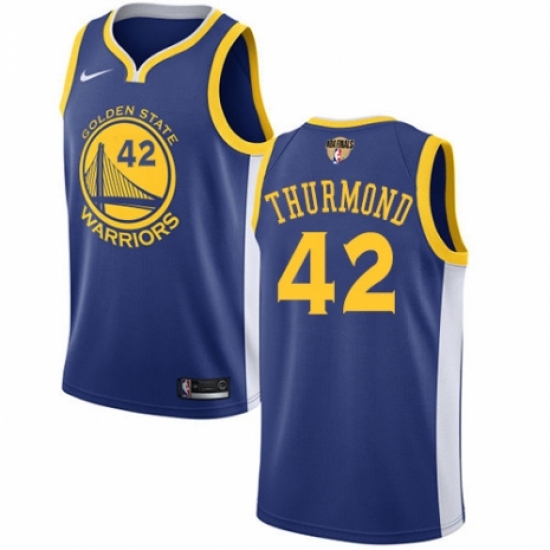 Youth Nike Golden State Warriors 42 Nate Thurmond Swingman Royal Blue Road 2018 NBA Finals Bound NBA Jersey - Icon Edition