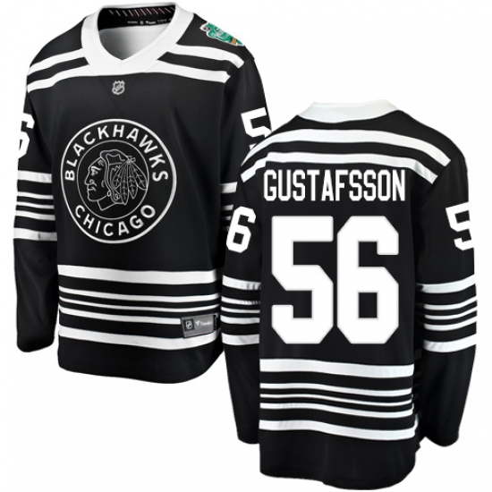 Men's Chicago Blackhawks 56 Erik Gustafsson Black 2019 Winter Classic Fanatics Branded Breakaway NHL Jersey