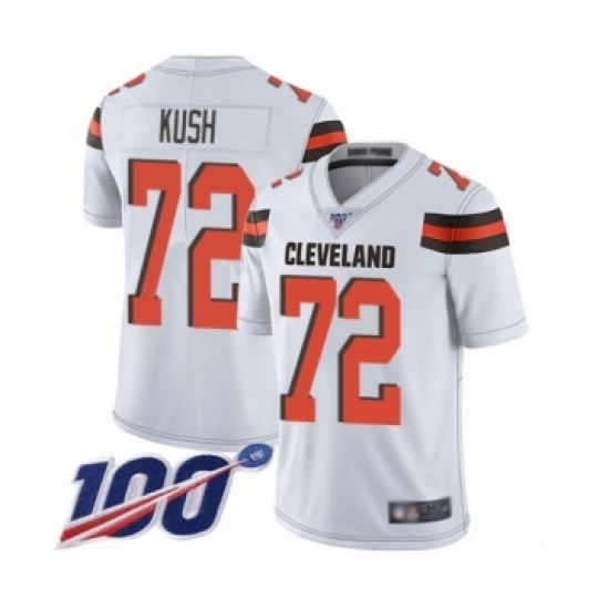 Youth Cleveland Browns 72 Eric Kush White Vapor Untouchable Limited Player 100th Season Football Jersey