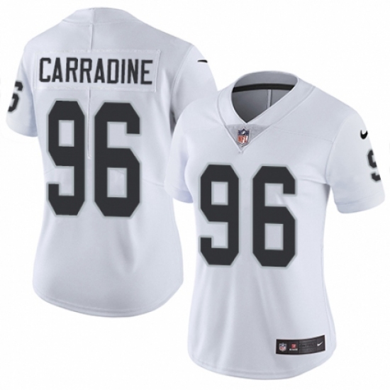 Women's Nike Oakland Raiders 96 Cornellius Carradine White Vapor Untouchable Elite Player NFL Jersey