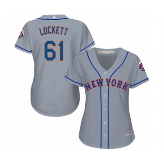 Women's New York Mets 61 Walker Lockett Authentic Grey Road Cool Base Baseball Player Jersey