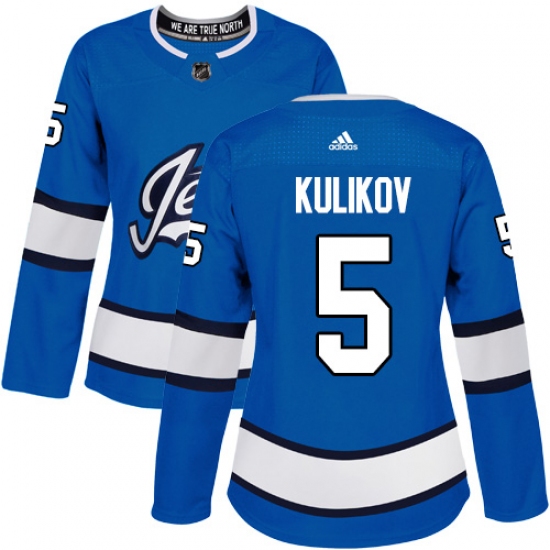 Women's Adidas Winnipeg Jets 5 Dmitry Kulikov Authentic Blue Alternate NHL Jersey