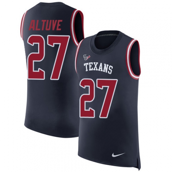 Men's Nike Houston Texans 27 Jose Altuve Limited Navy Blue Rush Player Name & Number Tank Top NFL Jersey