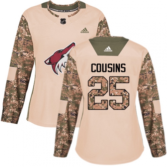 Women's Adidas Arizona Coyotes 25 Nick Cousins Authentic Camo Veterans Day Practice NHL Jersey