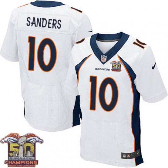 Men's Nike Denver Broncos 10 Emmanuel Sanders Elite White Super Bowl 50 Champions NFL Jersey