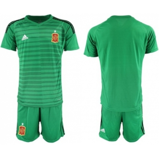 Spain Blank Green Goalkeeper Soccer Country Jersey