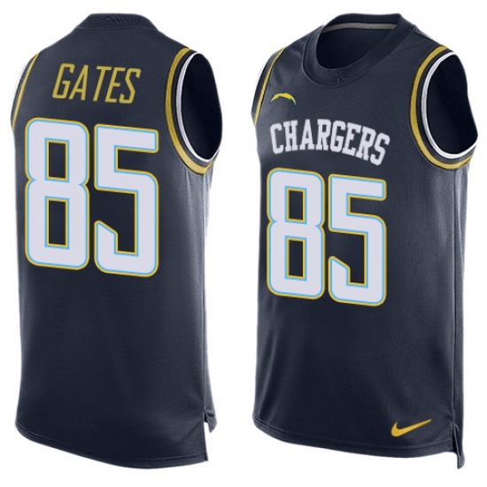 Men's Nike Los Angeles Chargers 85 Antonio Gates Limited Navy Blue Player Name & Number Tank Top NFL Jersey