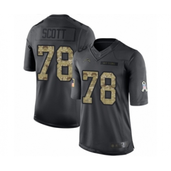 Men's Los Angeles Chargers 78 Trent Scott Limited Black 2016 Salute to Service Football Jersey