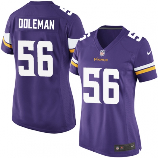 Women's Nike Minnesota Vikings 56 Chris Doleman Game Purple Team Color NFL Jersey