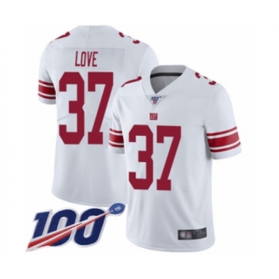 Men's New York Giants 37 Julian Love White Vapor Untouchable Limited Player 100th Season Football Jersey