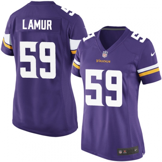 Women's Nike Minnesota Vikings 59 Emmanuel Lamur Game Purple Team Color NFL Jersey